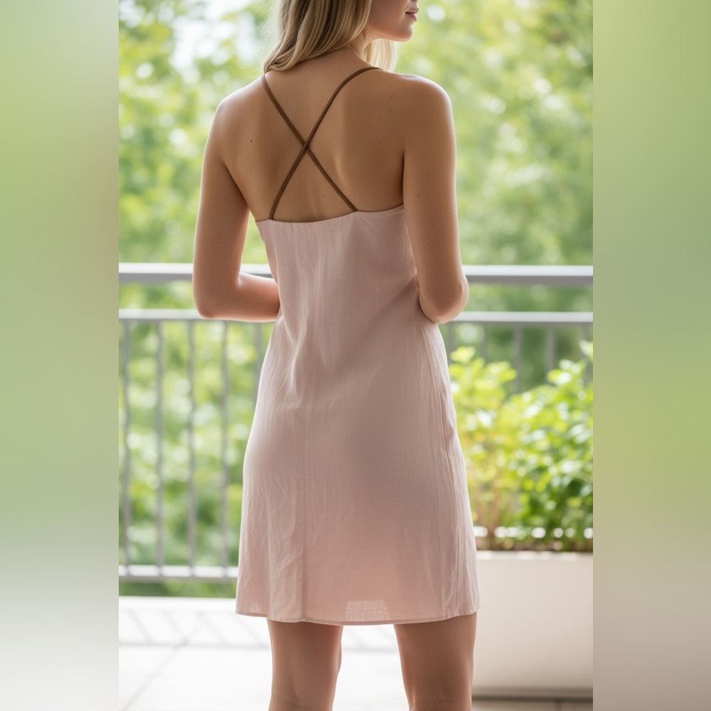 Inclan Studio Apricot Raw Silk Midi Dress with‎ Strappy Back (Rare Sample)